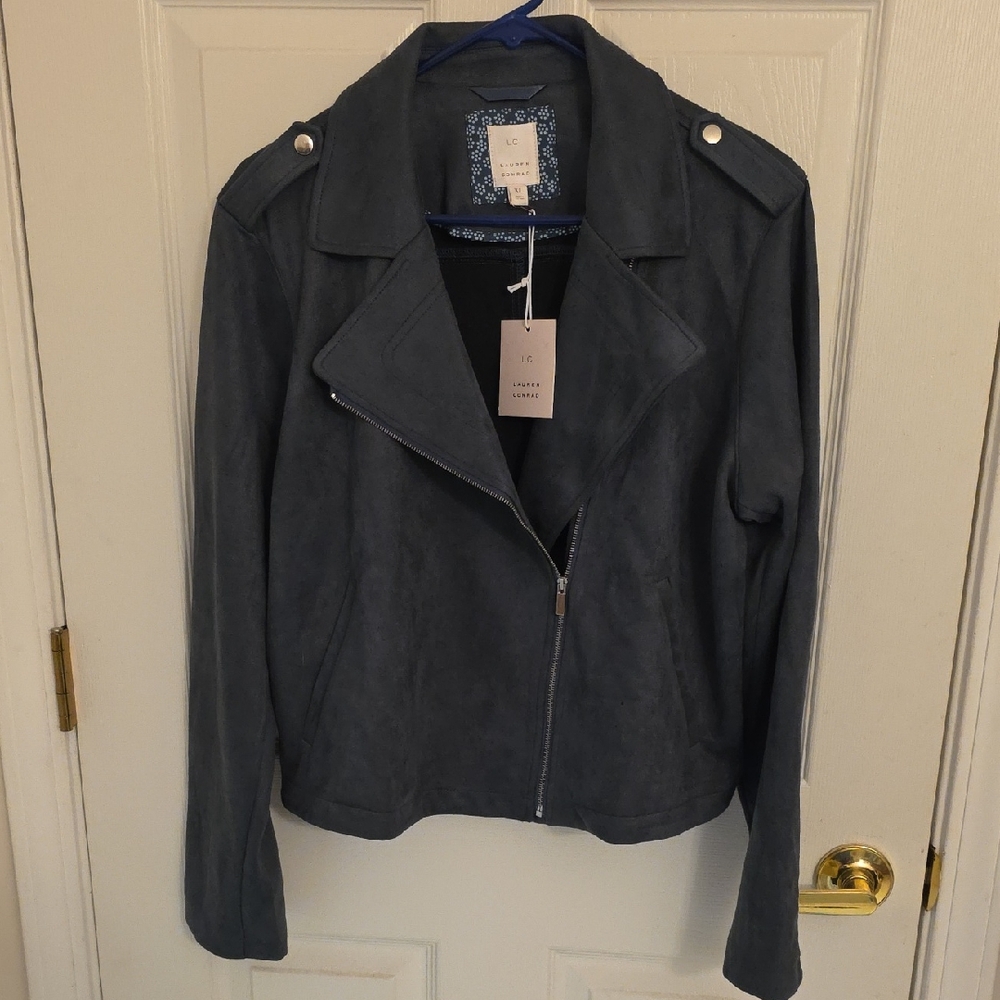 LC Lauren Conrad Green Faux Suede Jacket